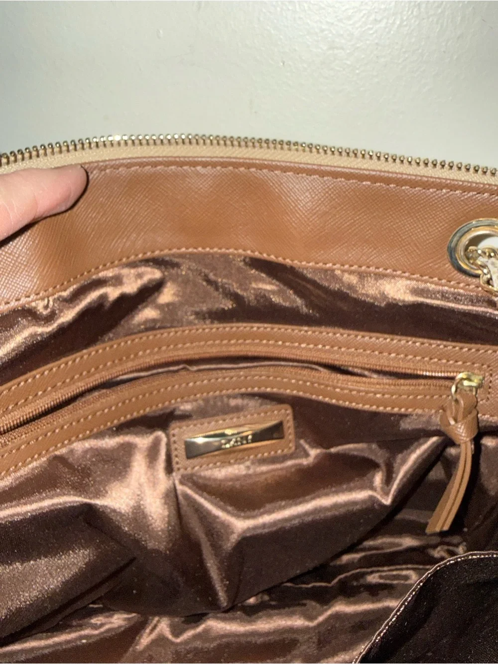 DKNY Metallic Gold Snake-Print Shoulder Bag with Chain Straps